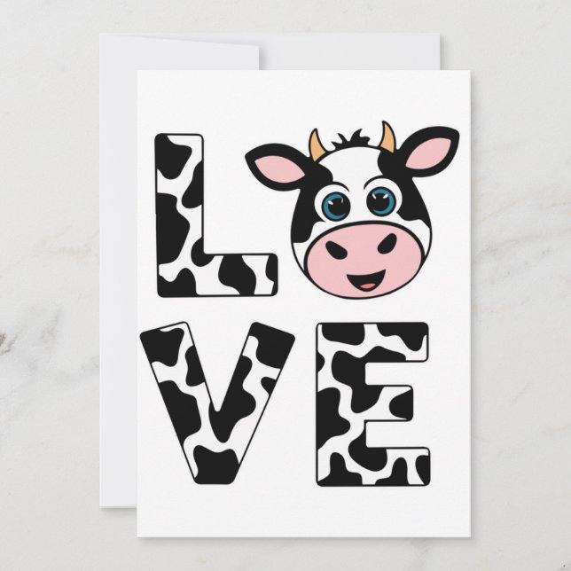 Invitation Vaches mignonnes J'aime (Devant)