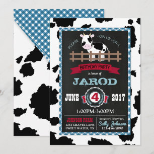 Invitation Vachette d'élevage En vichy Country Boy Anniversai