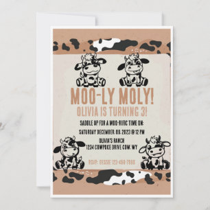 Invitation Vachette laitière drôle Moo-ly Moly veau