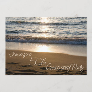 Invitation Vague au coucher du soleil 50e anniversaire Invita