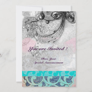 Invitation VAGUES ABSTRAITES Turquoise, Mariage Bleu Bleu Noi
