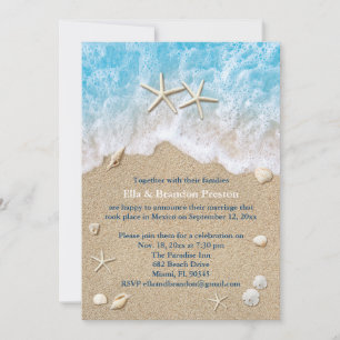 Invitation Vagues bleues de la plage et étoiles de mer Après-