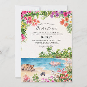 Invitation Vagues de l'océan bleu Mariage sur une île de plag