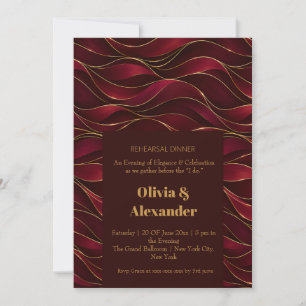 Invitation Vagues de marbre rouge burgundy élégantes avec acc