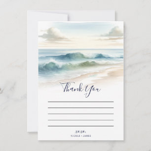 Invitation Vagues de plage à l'aquarelle Merci Rustique Côtiè