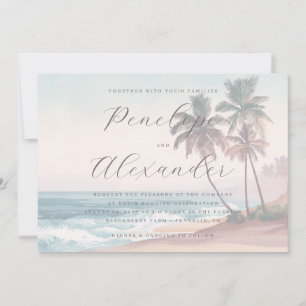 Invitation Vagues de plage à l'aquarelle pastel sereine