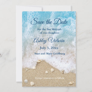 Invitation Vagues de plage bleues Bat Mitzvah Enregistrez la