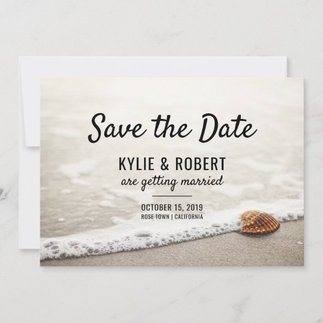 Invitation Vagues de plage Mariage Enregistrer la date (Devant)