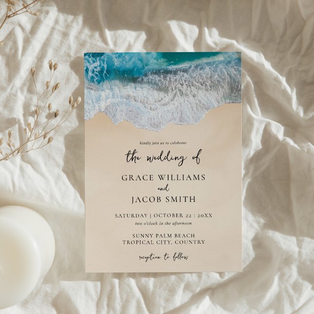 Invitation Vagues d'océan bleu Mariage tropical sur la plage (Créateur téléchargé)