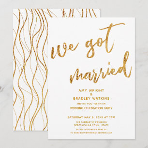 Invitation Vagues d'or Nous sommes mariés Réception de mariag
