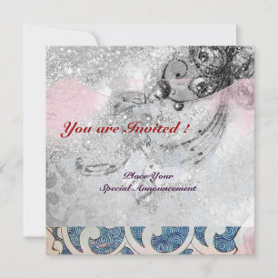 Invitation VAGUES , étincelles noir et blanc rose bleu vives