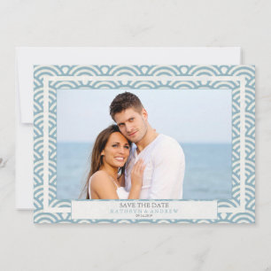 Invitation Vagues japonaises Seigaiha Enregistrer la date Pho