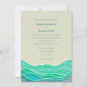 Invitation Vagues océaniques magiques modernes mariage au bor