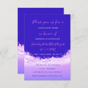Invitation Vagues roses Océan rose violet Ombre nuptiale Swee