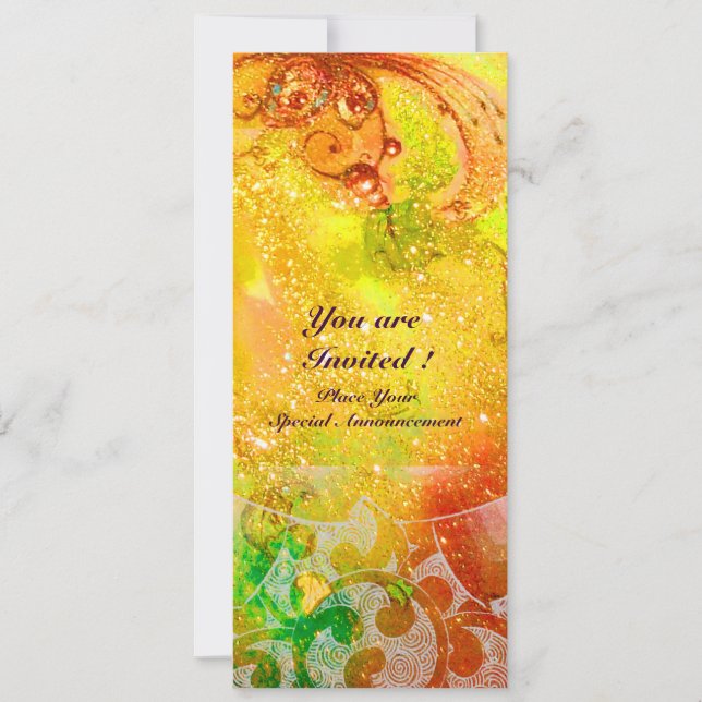 Invitation Vagues , rouge vif vert brun rose or étincelles (Devant)