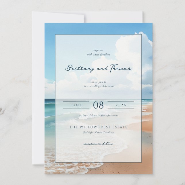 Invitation Vagues sereines de la plage bleue (Devant)