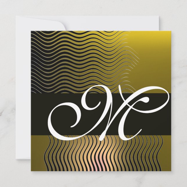 Invitation VAGUES STYLÉES MONOGRAMME, topaze jaune (Devant)