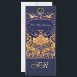 Invitation Vaisseau antique, Dauphins, Jaune, Monogramme bleu<br><div class="desc">Elégant,  classe design nautique de style vintage avec une pierre 3D brillante placer votre propre texte comme une carte de faire-part / cartes de place / cartes de sauvegarde / cartes de remerciements / ,  douches nuptiales,  anniversaires,  fêtes,  douches fiançailles,  ou à peu près tout événement que vous souhaitez!</div>