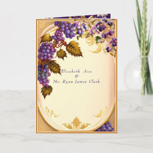 Invitation Vaisseau Mariage Grape VIne Gold Filigree