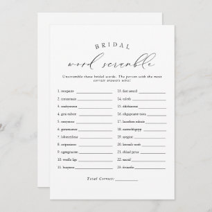 Invitation VALENTINA Elegant Script Bridal Word Scramble Jeu