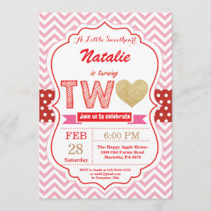 Invitation Valentine 2ème anniversaire Little Sweetheart