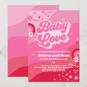 Invitation Valentine Baby shower Super Baby Love Baby shower