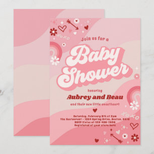 Invitation Valentine Baby shower Super Baby Love Baby shower