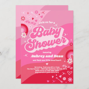 Invitation Valentine Baby shower Super Baby Love Baby shower