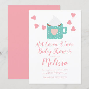 Invitation Valentine Cocoa Campfire Mug Girl Baby shower rose