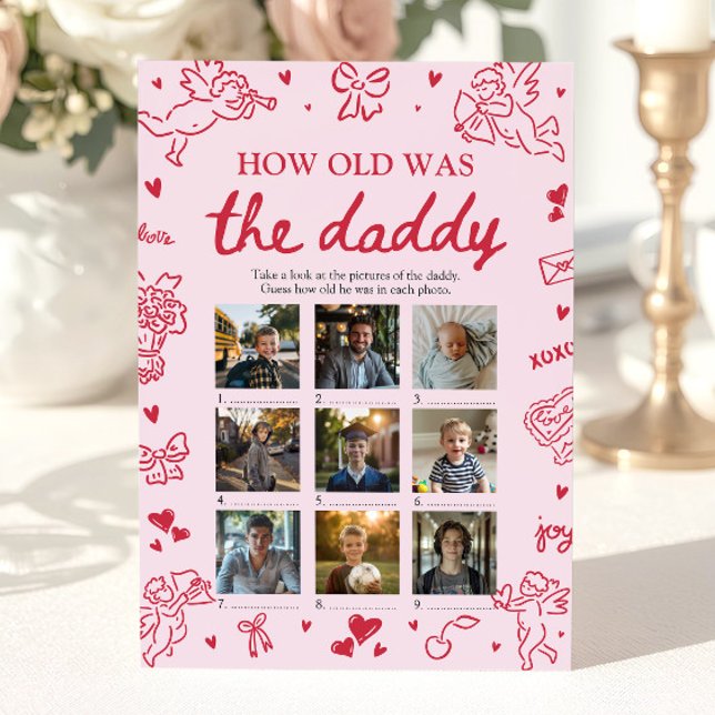 Invitation Valentine Hand Drawn How Old Was The Daddy Game (Valentine Hand Drawn How Old Was The Daddy Game)
