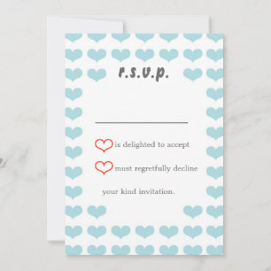 Invitation Valentine Hearts RSVP (Rouge + Ciel bleu)