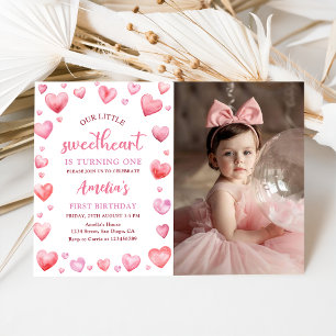 Invitation Valentine Little Sweetheart 1er Anniversaire Photo