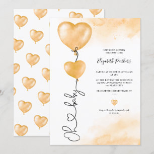 Invitation Valentine oh bébé amour coeur or baby shower