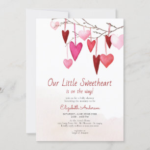 Invitation Valentine Petit amour Baby shower fille rose