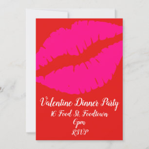 Invitation Valentine pop art lèvres dîner rétro