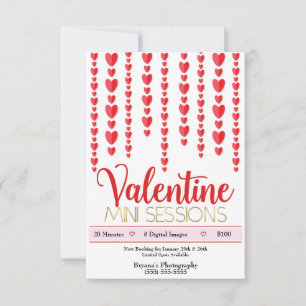 Invitation Valentine Red Hearts Mini Sessions Photographie