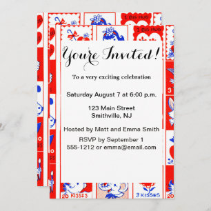 Invitation Valentine Retro Love Hugs Motif