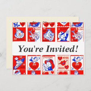 Invitation Valentine Retro Love Hugs Motif
