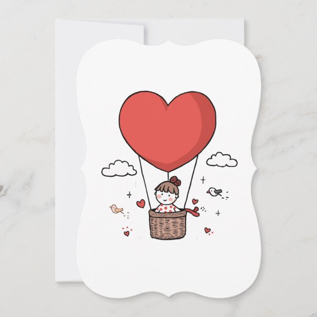 Invitation Valentine’s Day Cute Red Heart Balloon Women’s Cro (Devant)