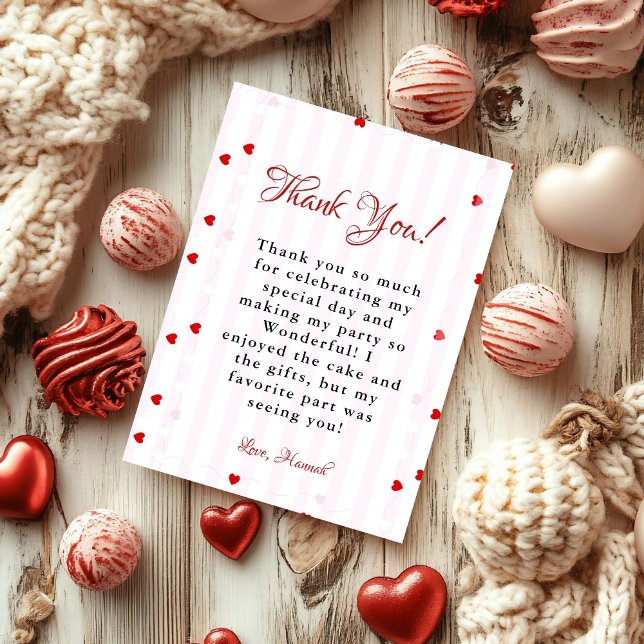 Invitation Valentine Sweatheart birthday Thank You card (Créateur téléchargé)
