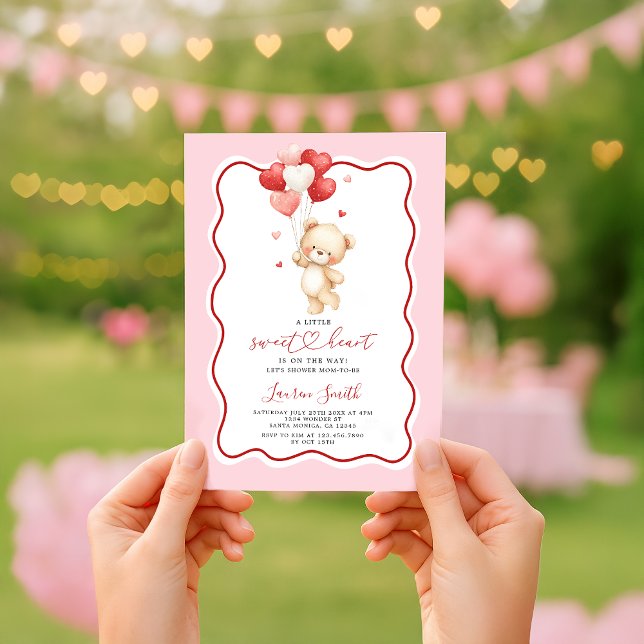 Invitation Valentine Sweetheart Teddy Bear Baby Shower (Créateur téléchargé)