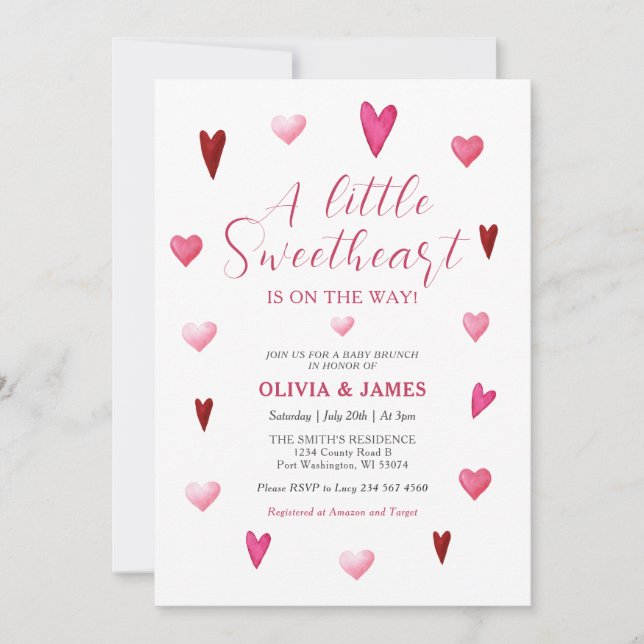 Invitation Valentine Un petit Baby shower amoureux (Devant)