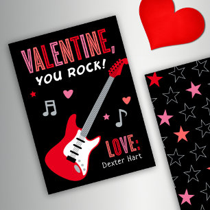 Invitation Valentine You Rock Guitare Rouge Enfants Saint Val