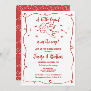 Invitation Valentines Baby shower Cupid Red Boy Love