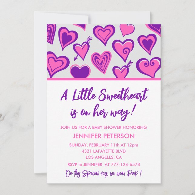 Invitation Valentines baby shower de jour Un peu amoureux (Devant)