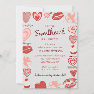 Invitation Valentines baby shower de jour un peu amoureux