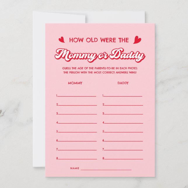 Invitation Valentines Baby Shower How Old Were They Game  (Devant)