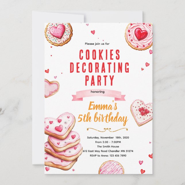 Invitation Valentine's Cookie Decorating invite (Devant)