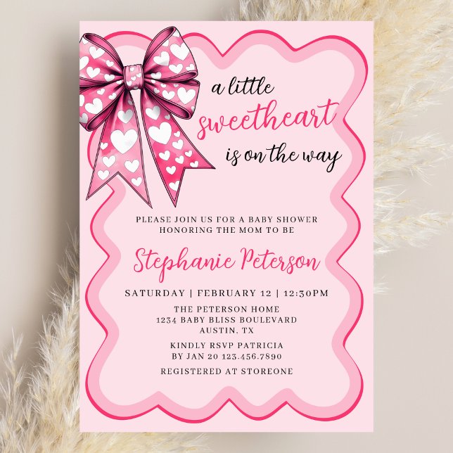 Invitation Valentine's Day Coquette Pink Bow Baby Shower (Créateur téléchargé)
