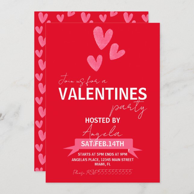 Invitation Valentines Day Party Event Business Corporate (Devant / Derrière)